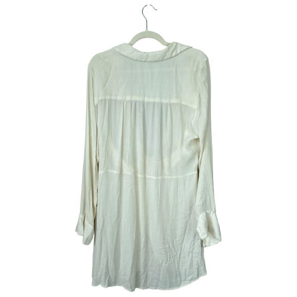 FREE PEOPLE Worlds Apart Tunic Ivory Romantic Boho Drapey Size Large White - Picture 4 of 9
